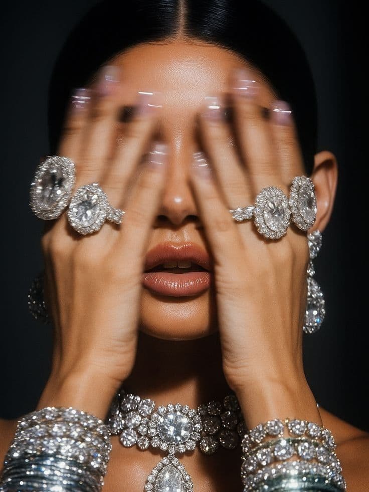 18-karat gold chain necklace with pavé diamonds, overhead